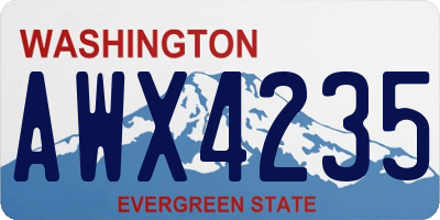 WA license plate AWX4235