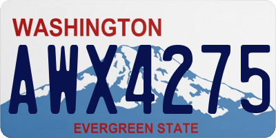 WA license plate AWX4275