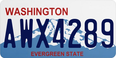 WA license plate AWX4289