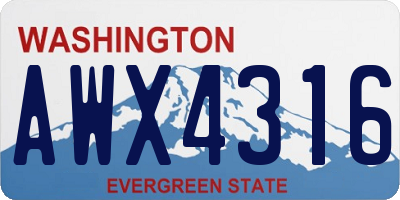 WA license plate AWX4316