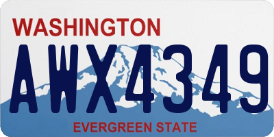 WA license plate AWX4349