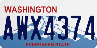 WA license plate AWX4374