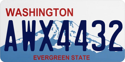 WA license plate AWX4432