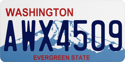 WA license plate AWX4509