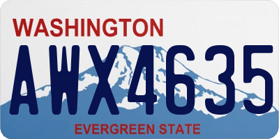 WA license plate AWX4635