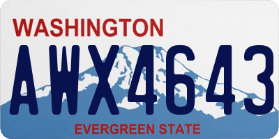 WA license plate AWX4643