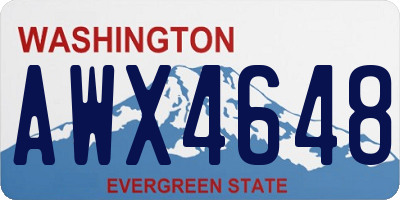 WA license plate AWX4648