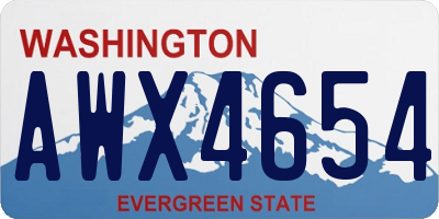 WA license plate AWX4654