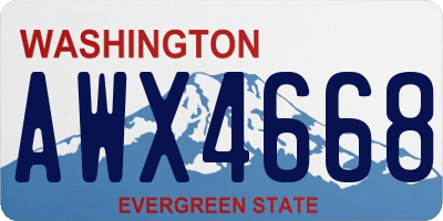 WA license plate AWX4668