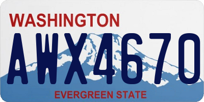 WA license plate AWX4670