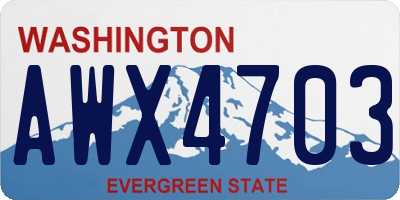 WA license plate AWX4703