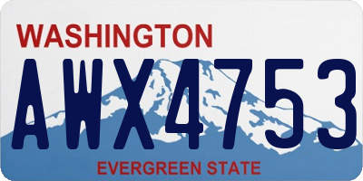 WA license plate AWX4753