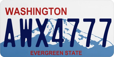 WA license plate AWX4777