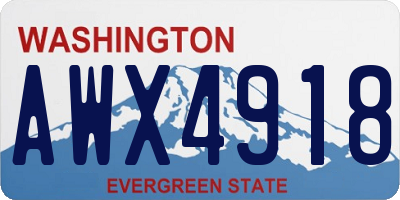 WA license plate AWX4918