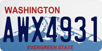 WA license plate AWX4931