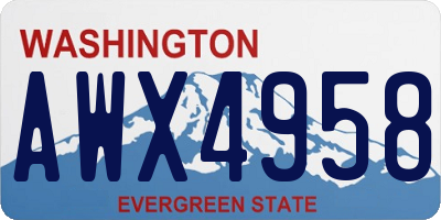 WA license plate AWX4958