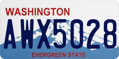 WA license plate AWX5028