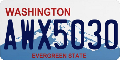 WA license plate AWX5030