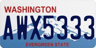 WA license plate AWX5333