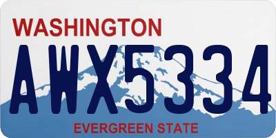 WA license plate AWX5334