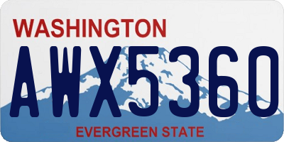 WA license plate AWX5360