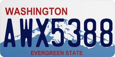 WA license plate AWX5388
