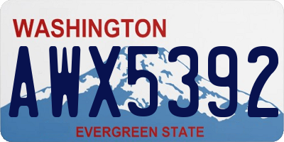 WA license plate AWX5392