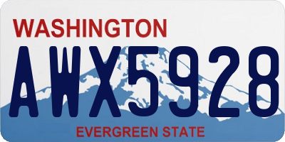WA license plate AWX5928