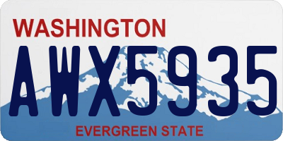 WA license plate AWX5935