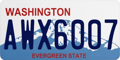 WA license plate AWX6007