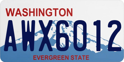 WA license plate AWX6012