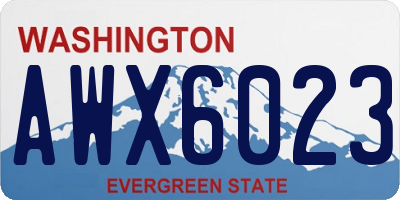 WA license plate AWX6023