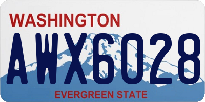 WA license plate AWX6028