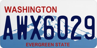WA license plate AWX6029