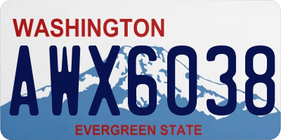 WA license plate AWX6038