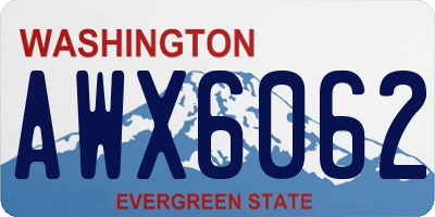 WA license plate AWX6062