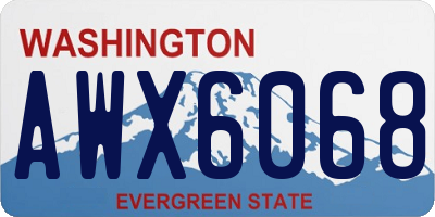 WA license plate AWX6068