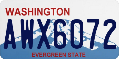 WA license plate AWX6072