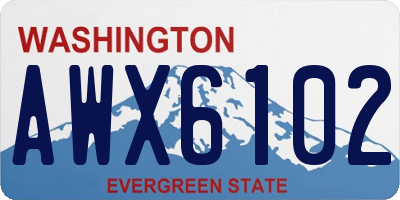 WA license plate AWX6102