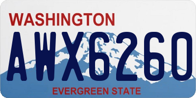 WA license plate AWX6260