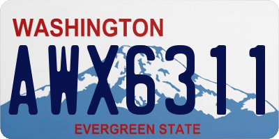 WA license plate AWX6311