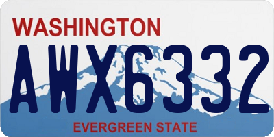 WA license plate AWX6332