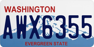 WA license plate AWX6355