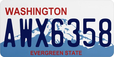 WA license plate AWX6358