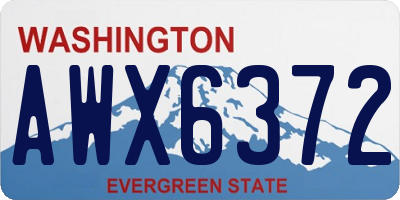 WA license plate AWX6372