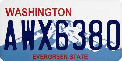 WA license plate AWX6380
