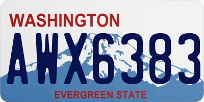 WA license plate AWX6383