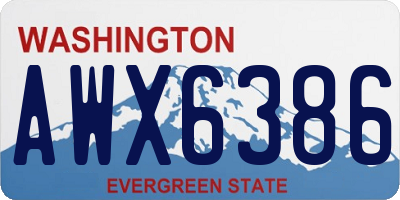 WA license plate AWX6386