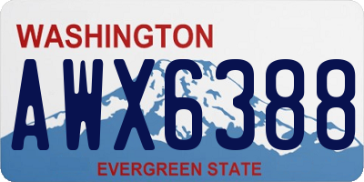 WA license plate AWX6388