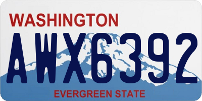 WA license plate AWX6392